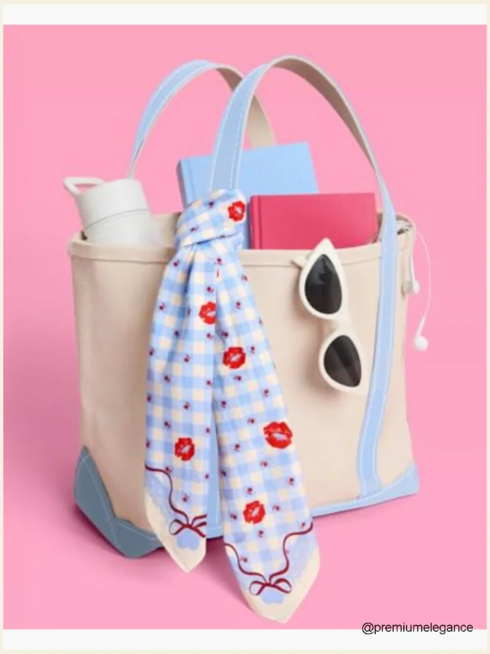 Gingham and Bows Concert Headscarf, Cotton Bandana, Festival Silk Scarf,